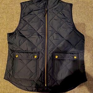 J. Crew black quilted vest NWT